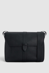 Front product shot of the Oroton Nicholas Smooth Satchel Messenger in Black and Soft nappa cow leather for Men .