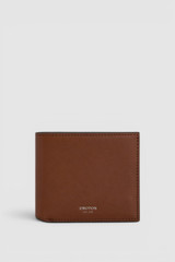 Front product shot of the Oroton Jordan Vegetable Leather Bifold Wallet in Malt Brown and Premium vegetable-tanned leather for Men .