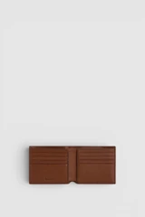Internal product shot of the Oroton Jordan Vegetable Leather Bifold Wallet in Malt Brown and Premium vegetable-tanned leather for Men .