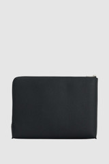 Back product shot of the Oroton Oscar Pebble 15" Laptop Organiser in Black and Premium pebble leather with waxy finish for Men .