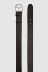 Front product shot of the Oroton Otto Smooth 35MM Belt in Dark Chocolate and Premium smooth cow leather for Men .