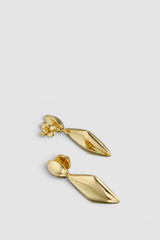 Detail product shot of the Oroton Banks Drop Earrings in Gold and Premium brass material for Women .