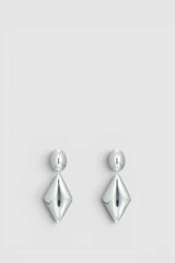 Front product shot of the Oroton Banks Drop Earrings in Bright Silver and Premium brass material for Women .