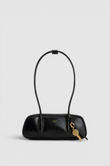 Front product shot of the Oroton Louisa Crackle Mini Baguette in Dark Chocolate and Premium crackle leather for Women .