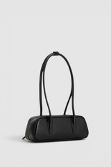 Back product shot of the Oroton Louisa Crackle Mini Baguette in Dark Chocolate and Premium crackle leather for Women .