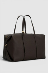 Back product shot of the Oroton Margot Weekender in Dark Chocolate and Premium pebble leather for Women .