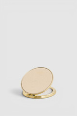Front product shot of the Oroton Eve Round Mirror in Pale Oat and Premium pebble leather for Women .