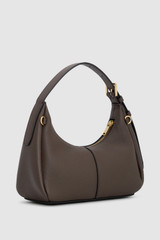 Back product shot of the Oroton Dorit Mini Hobo in Coffee Bean and Premium pebble leather for Women .