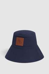 Front product shot of the Oroton Nell Bucket Hat in North Sea and 100% cotton canvas fabric for Women .