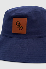 Back product shot of the Oroton Nell Bucket Hat in North Sea and 100% cotton canvas fabric for Women .
