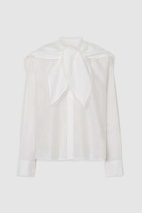 Front product shot of the Oroton Lace Trim Cape Blouse in Antique White and 62% cotton and 38% linen blend fabric for Women .