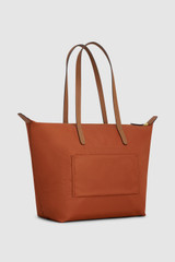 Back product shot of the Oroton Lilly Nylon Light Weight Tote Bag in Chilli/Cognac and Nylon material for Women .