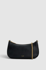 Front product shot of the Oroton Eve Crackle Mini Baguette in Black and Premium crackle leather for Women .
