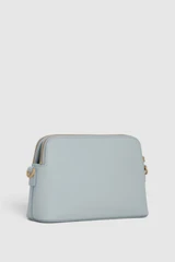 Back product shot of the Oroton Iris Double Zip Crossbody in Mist and Premium pebble leather for Women .