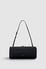 Front product shot of the Oroton Penny Satin Clutch in Black and Satin fabric for Women .