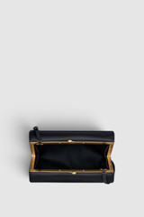Internal product shot of the Oroton Penny Satin Clutch in Black and Satin fabric for Women .