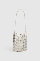 Back product shot of the Oroton Bailey Shoulder Bag in Shiny Silver and Brass material for Women .