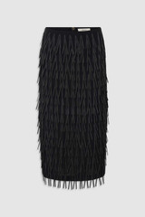 Front product shot of the Oroton Ribbon Detail Skirt in Black and 100% polyester double georgette fabric for Women .