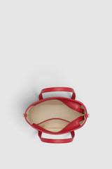 Internal product shot of the Oroton Polly Straw Small Tote in Natural/Dark Ruby and Woven straw material for Women .