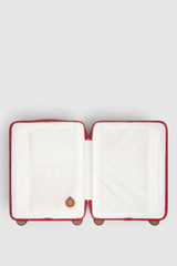Internal product shot of the Oroton Jet Carry On Roller Case in Dark Ruby and Durable polycarbonate shell for Women .