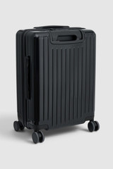 Back product shot of the Oroton Jet Carry On Roller Case in Black and Durable polycarbonate shell for Women .