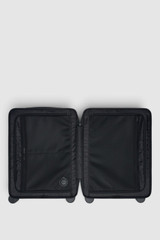 Internal product shot of the Oroton Jet Carry On Roller Case in Black and Durable polycarbonate shell for Women .