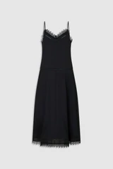 Front product shot of the Oroton Lace Trim Sundress in Black and 100% ramie fabric for Women .