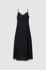 Front product shot of the Oroton Lace Trim Sundress in Black and 100% ramie fabric for Women .