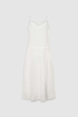 Front product shot of the Oroton Lace Trim Sundress in White and 100% ramie fabric for Women .