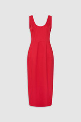 Front product shot of the Oroton Sculpture Tank Dress in Poppy and 98% cotton and 2% spandex blend fabric for Women .