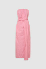 Front product shot of the Oroton Tuck Detail Gown in Pink Rose and 85% polyester and 15% silk Mikado fabric for Women .