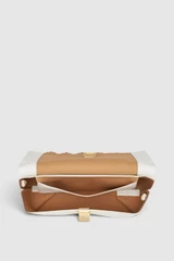 Internal product shot of the Oroton Etta Smooth Broidery Medium Clutch in Warm White and Smooth cow leather for Women .