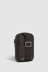 Back product shot of the Oroton Oscar Pebble Crossbody in Dark Chocolate and Premium pebble leather for Men .