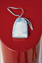 Detail product shot of the Oroton Maple Satin Mini Bag in Aquamarine and Satin fabric material for Women .