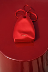 Detail product shot of the Oroton Maple Satin Mini Bag in True Red and Satin fabric material for Women .