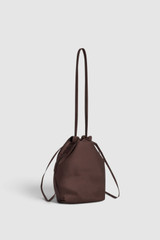 Back product shot of the Oroton Maple Satin Mini Bag in True Chocolate and Satin fabric material for Women .