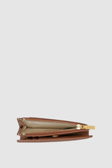 Internal product shot of the Oroton Margot Mini 10 Credit Card Zip Wallet in Whiskey and Pebble leather for Women .