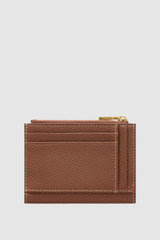 Back product shot of the Oroton Margot Mini 10 Credit Card Zip Wallet in Whiskey and Pebble leather for Women .