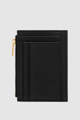 Back product shot of the Oroton Margot Mini 10 Credit Card Zip Wallet in Black and Premium pebble leather for Women .