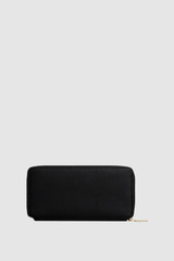 Back product shot of the Oroton Margot Medium Zip Around Wallet in Black and Pebble leather for Women .