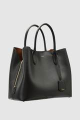 Detail product shot of the Oroton Muse Three Pocket Day Bag in Black and Premium saffiano and split calf leather for Women .