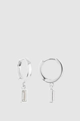 Front product shot of the Oroton Phoebe Huggies in Silver and Brass Base With Rhodium Plating for Women .