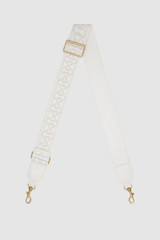 Front product shot of the Oroton Logo Bag Strap in Ecru/Cream and Smooth Leather And Webbing for Women .