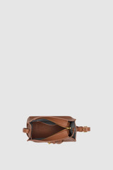 Internal product shot of the Oroton Margot Tiny Bucket Bag in Whiskey and Premium smooth leather for Women .