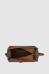 Internal product shot of the Oroton Margot Mini Bucket Bag in Whiskey and Pebble leather for Women .