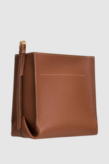 Back product shot of the Oroton Margot Mini Bucket Bag in Whiskey and Pebble leather for Women .