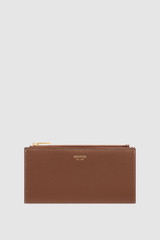 Front product shot of the Oroton Margot Zip Fold Wallet in Whiskey and Pebble leather for Women .