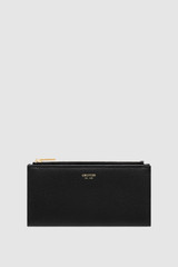 Front product shot of the Oroton Margot Zip Fold Wallet in Black and Pebble leather for Women .