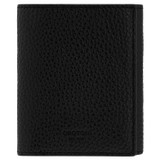 Front product shot of the Oroton Marcus 8 Card Trifold in Black and Pebble Leather for Men