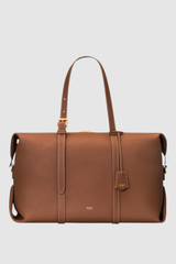 Front product shot of the Oroton Margot Weekender in Whiskey and Pebble Leather for Women .